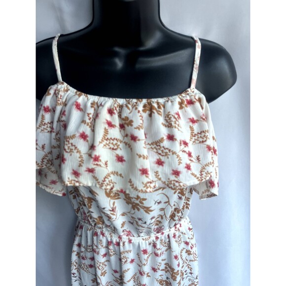 American Rag Ruffles Floral Midi Dress Hi Lo Off Shoulder Boho M Prairie Cottage - Picture 2 of 9